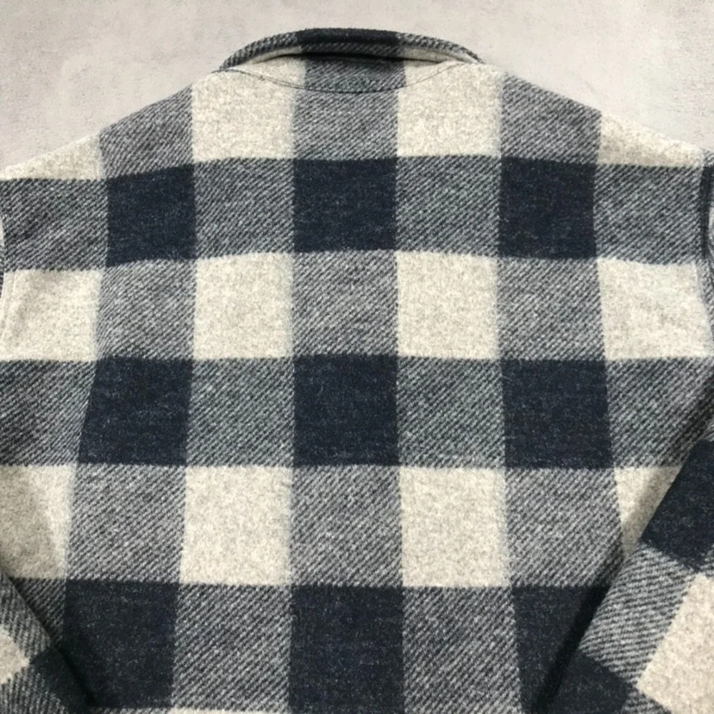 Banana Republic Mens XL Blue Gray Plaid Flannel Shirt Jacket Shacket Pockets